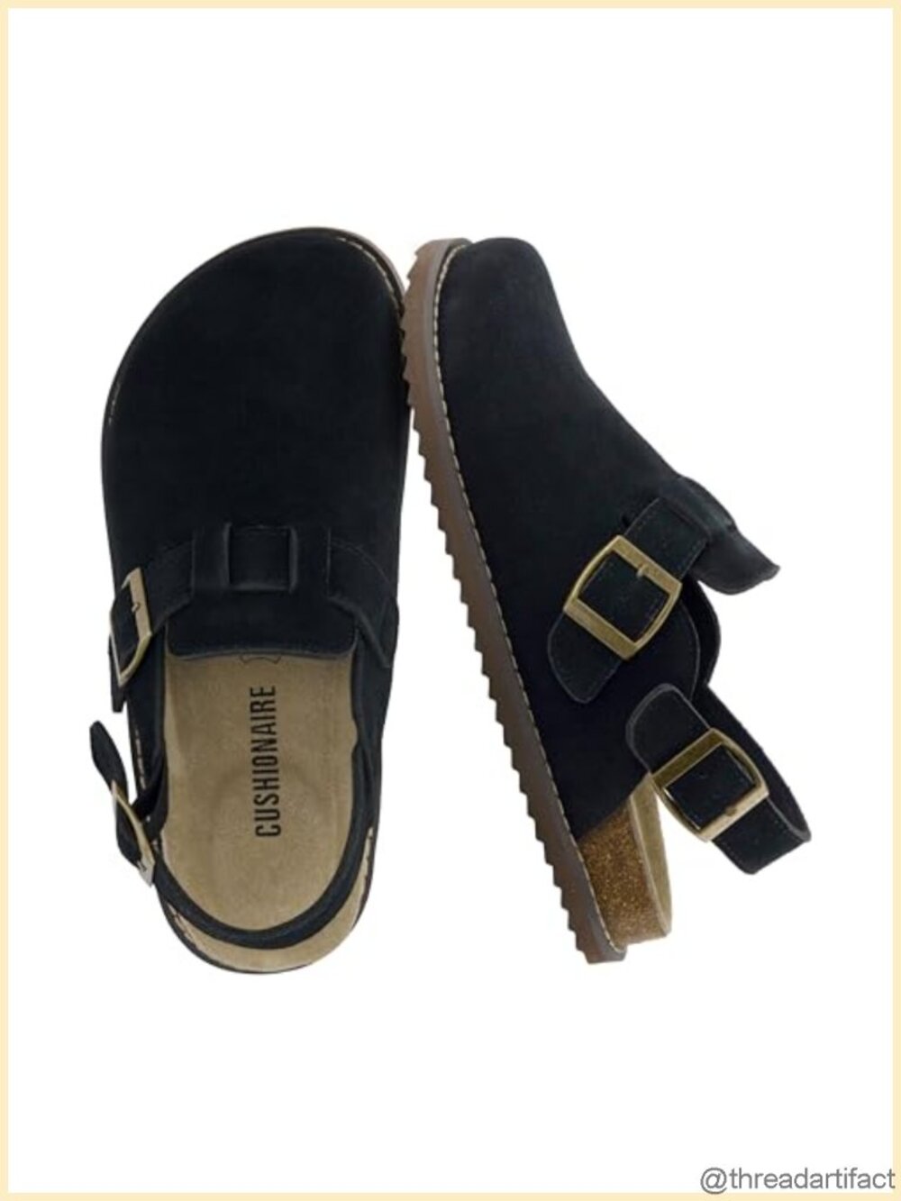 CUSHIONAIRE Brooklyn Genuine Suede Slingback Clogs Buckle Strap Women's